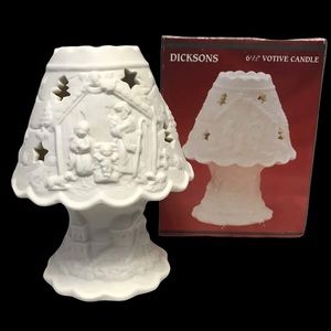 Holiday Tealight Votive Lamp Christmas Candle Holder Lamp Ceramic Nativity
